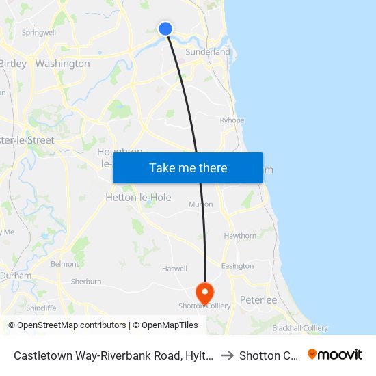 Castletown Way-Riverbank Road, Hylton Red House to Shotton Colliery map