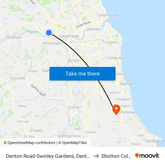 Denton Road-Swinley Gardens, Denton Burn to Shotton Colliery map