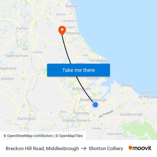 Breckon Hill Road, Middlesbrough to Shotton Colliery map
