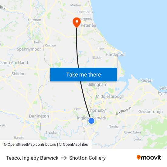 Tesco, Ingleby Barwick to Shotton Colliery map