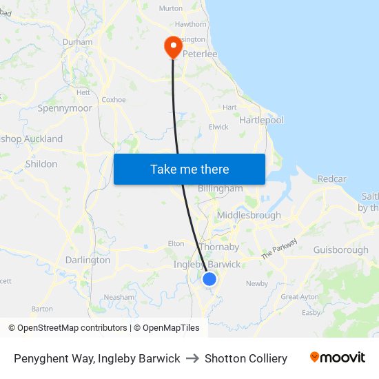 Penyghent Way, Ingleby Barwick to Shotton Colliery map