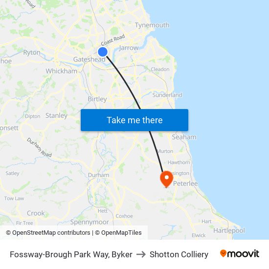 Fossway-Brough Park Way, Byker to Shotton Colliery map