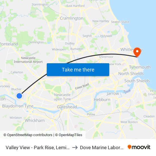 Valley View - Park Rise, Lemington to Dove Marine Laboratory map