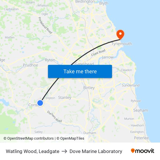 Watling Wood, Leadgate to Dove Marine Laboratory map