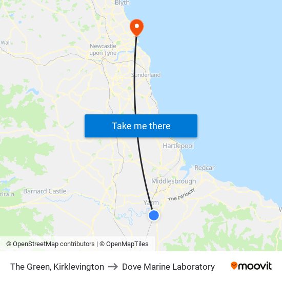 The Green, Kirklevington to Dove Marine Laboratory map