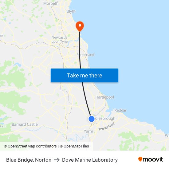 Blue Bridge, Norton to Dove Marine Laboratory map