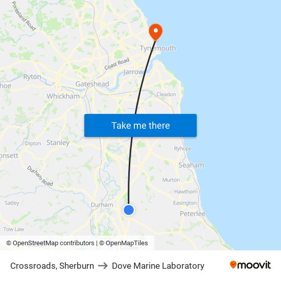 Crossroads, Sherburn to Dove Marine Laboratory map