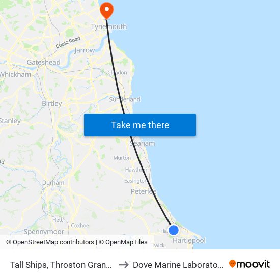 Tall Ships, Throston Grange to Dove Marine Laboratory map