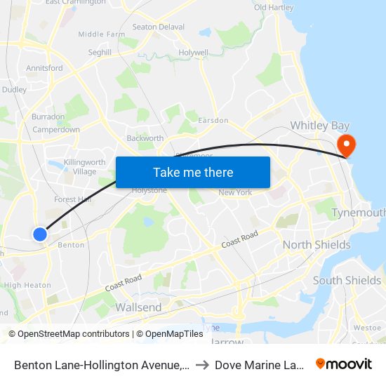 Benton Lane-Hollington Avenue, Longbenton to Dove Marine Laboratory map