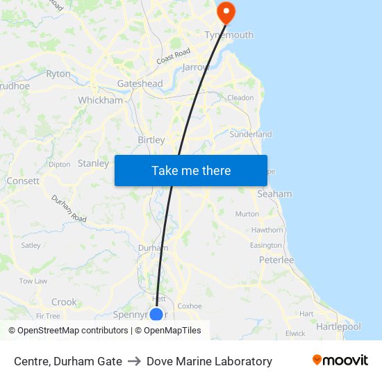 Centre, Durham Gate to Dove Marine Laboratory map