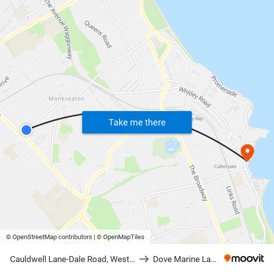 Cauldwell Lane-Dale Road, West Monkseaton to Dove Marine Laboratory map