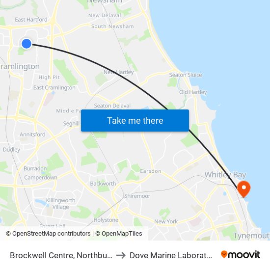 Brockwell Centre, Northburn to Dove Marine Laboratory map