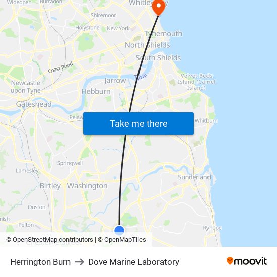 Herrington Burn to Dove Marine Laboratory map