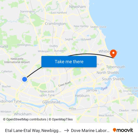 Etal Lane-Etal Way, Newbiggin Hall to Dove Marine Laboratory map