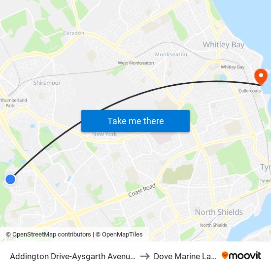 Addington Drive-Aysgarth Avenue, Hadrian Park to Dove Marine Laboratory map