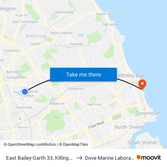 East Bailey-Garth 33, Killingworth to Dove Marine Laboratory map