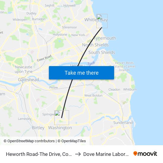 Heworth Road-The Drive, Concord to Dove Marine Laboratory map