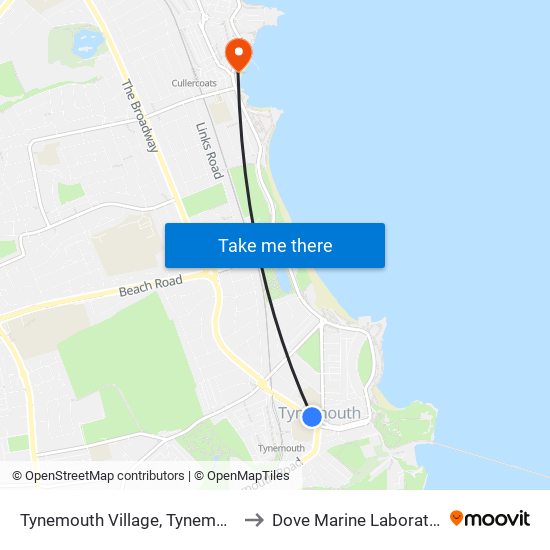 Tynemouth Village, Tynemouth to Dove Marine Laboratory map