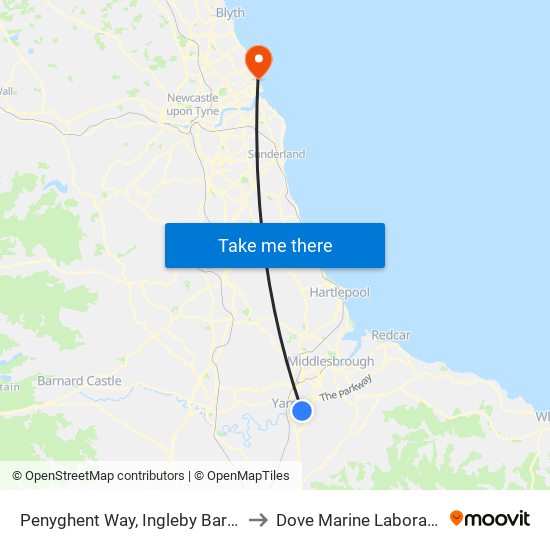 Penyghent Way, Ingleby Barwick to Dove Marine Laboratory map