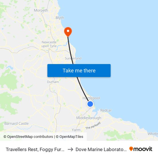 Travellers Rest, Foggy Furze to Dove Marine Laboratory map