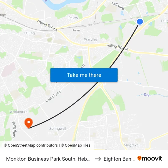 Monkton Business Park South, Hebburn to Eighton Banks map