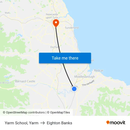 Yarm School, Yarm to Eighton Banks map