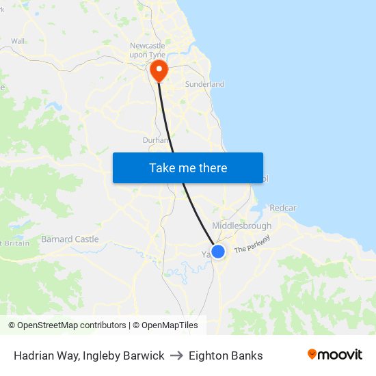 Hadrian Way, Ingleby Barwick to Eighton Banks map