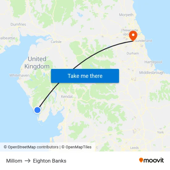 Millom to Eighton Banks map