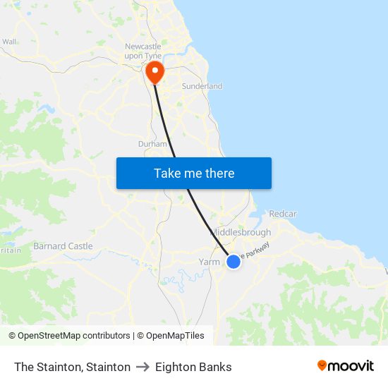 The Stainton, Stainton to Eighton Banks map