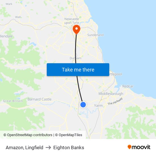 Amazon, Lingfield to Eighton Banks map