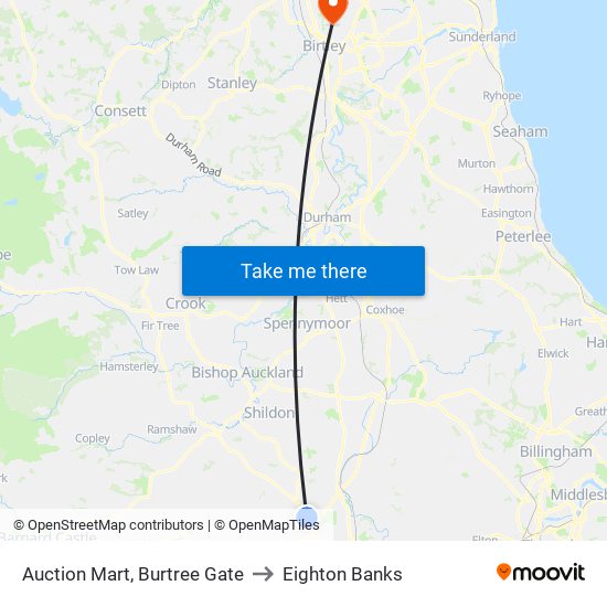 Auction Mart, Burtree Gate to Eighton Banks map