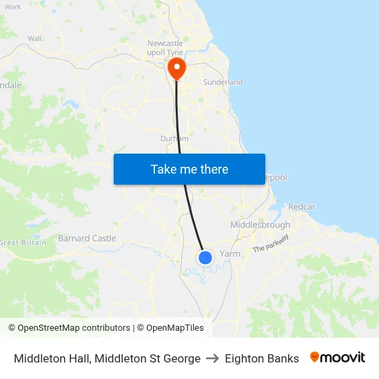 Middleton Hall, Middleton St George to Eighton Banks map