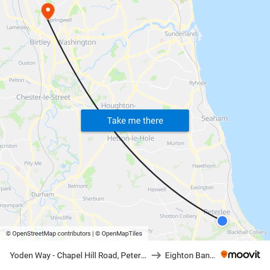 Yoden Way - Chapel Hill Road, Peterlee to Eighton Banks map