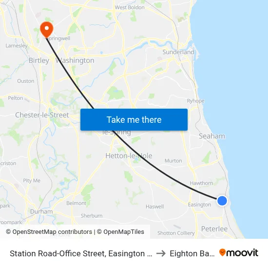 Station Road-Office Street, Easington Colliery to Eighton Banks map