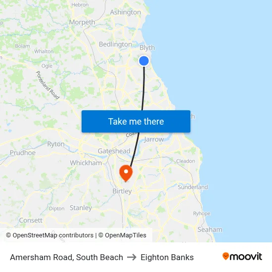 Amersham Road, South Beach to Eighton Banks map