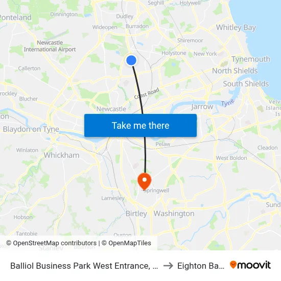 Balliol Business Park West Entrance, Benton to Eighton Banks map