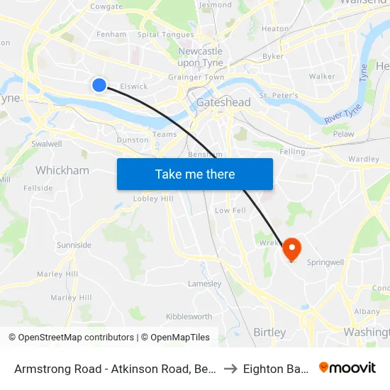 Armstrong Road - Atkinson Road, Benwell to Eighton Banks map
