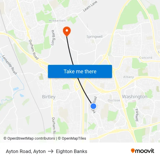 Ayton Road, Ayton to Eighton Banks map