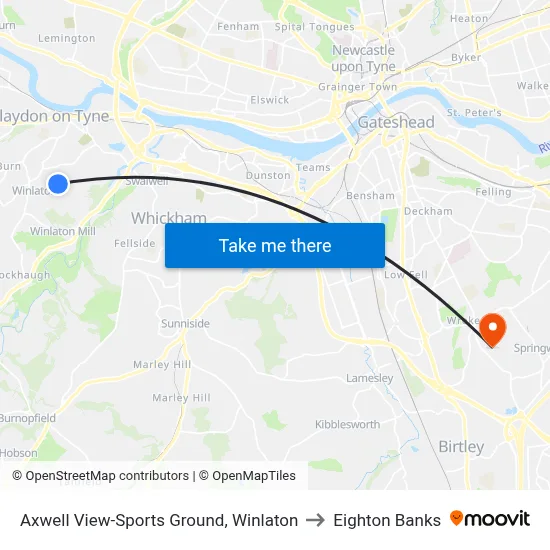 Axwell View-Sports Ground, Winlaton to Eighton Banks map