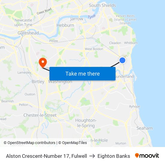 Alston Crescent-Number 17, Fulwell to Eighton Banks map