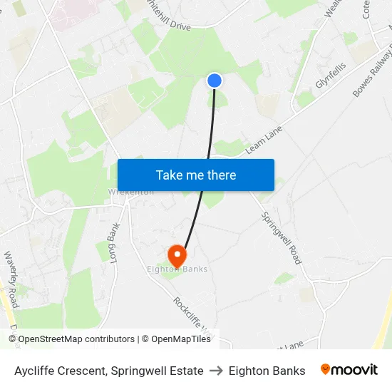 Aycliffe Crescent, Springwell Estate to Eighton Banks map