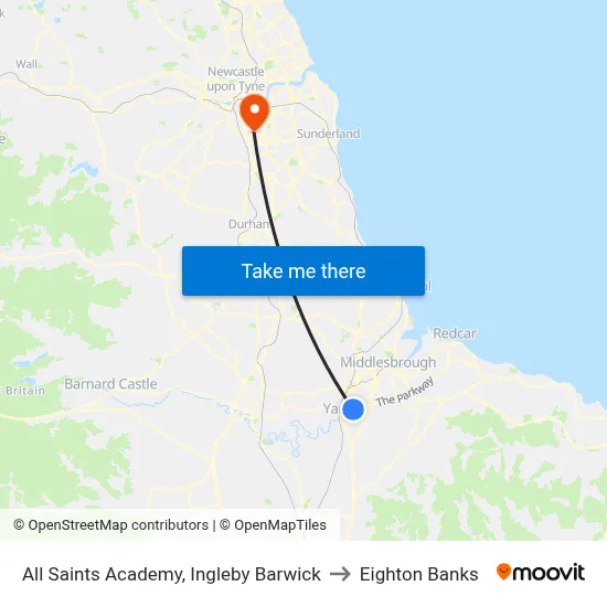 All Saints Academy, Ingleby Barwick to Eighton Banks map