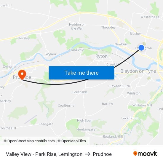 Valley View - Park Rise, Lemington to Prudhoe map