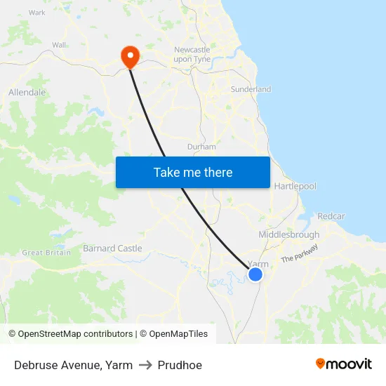 Debruse Avenue, Yarm to Prudhoe map