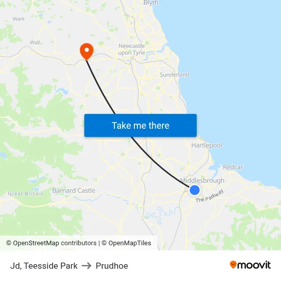 Jd, Teesside Park to Prudhoe map