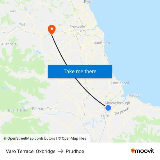 Varo Terrace, Oxbridge to Prudhoe map