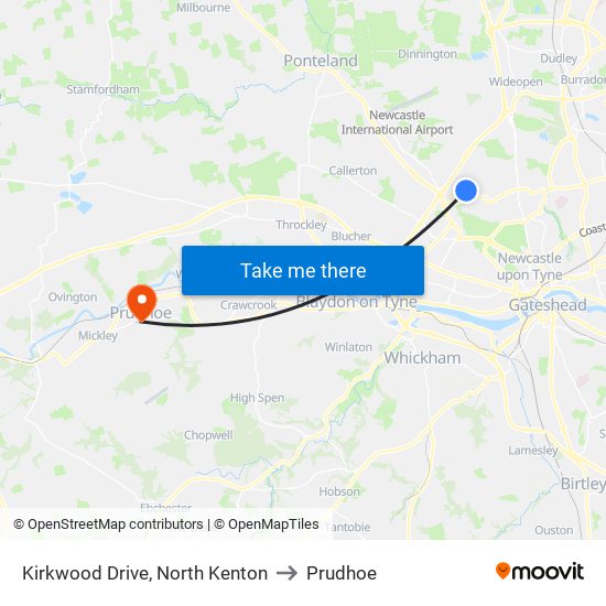 Kirkwood Drive, North Kenton to Prudhoe map