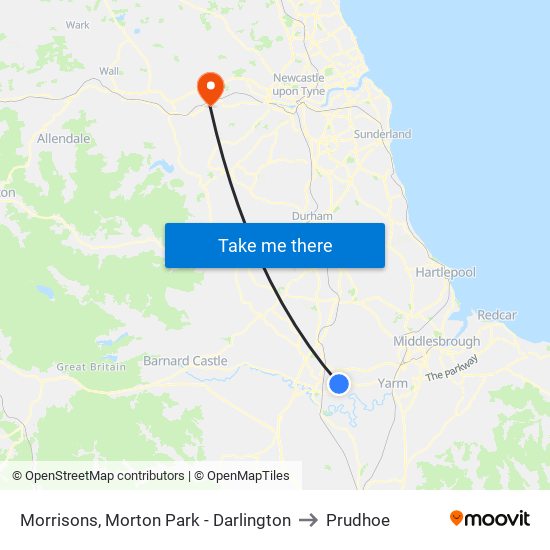 Morrisons, Morton Park - Darlington to Prudhoe map