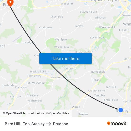 Barn Hill - Top, Stanley to Prudhoe map