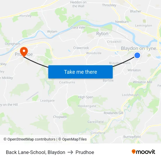 Back Lane-School, Blaydon to Prudhoe map